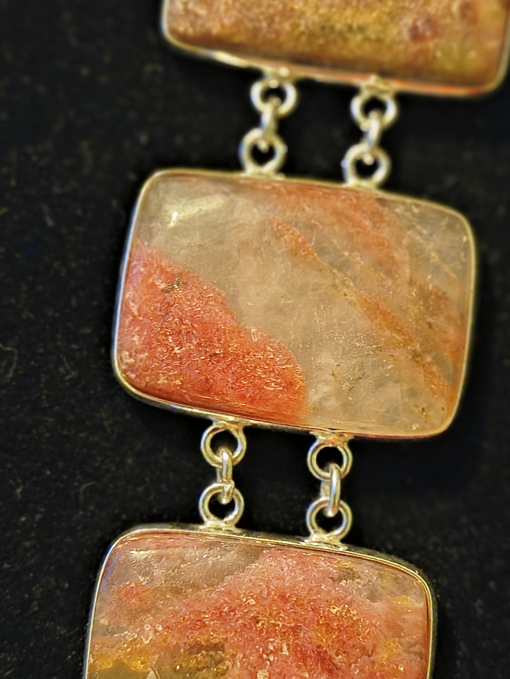 Beautiful Natural Stone Bracelet Wrapped In 925 Silver Very Nice Has Exstender